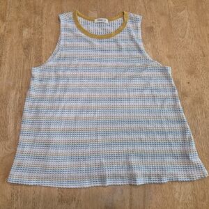 EUC Ginger G waffle knit striped tank top shirt blouse